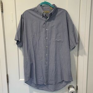 LL Bean Blue Casual Button Down Shirt Vintage Mens size Large Tall